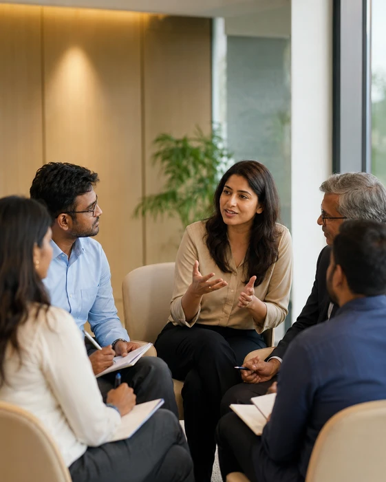 Professionals participating in a collaborative workshop