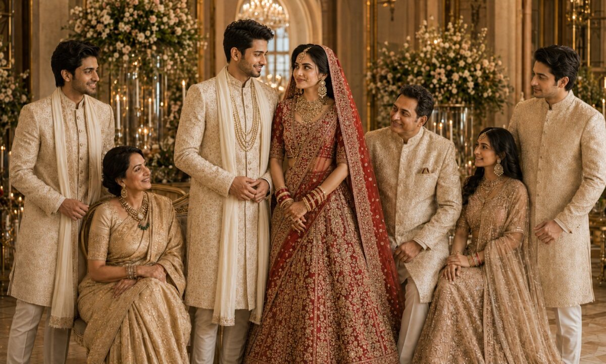 An elegantly styled Indian wedding family