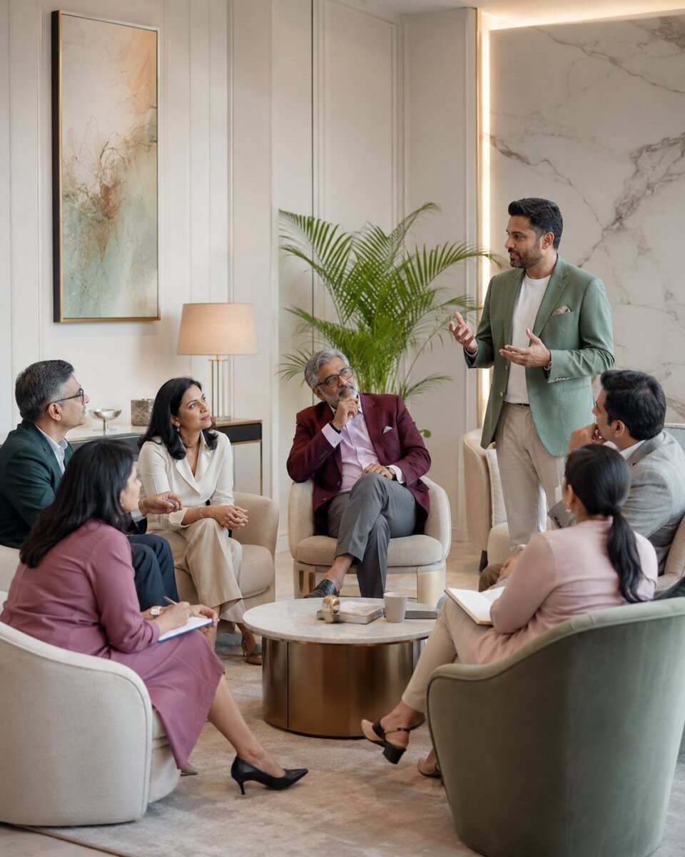 Senior Indian professionals in a leadership development workshop